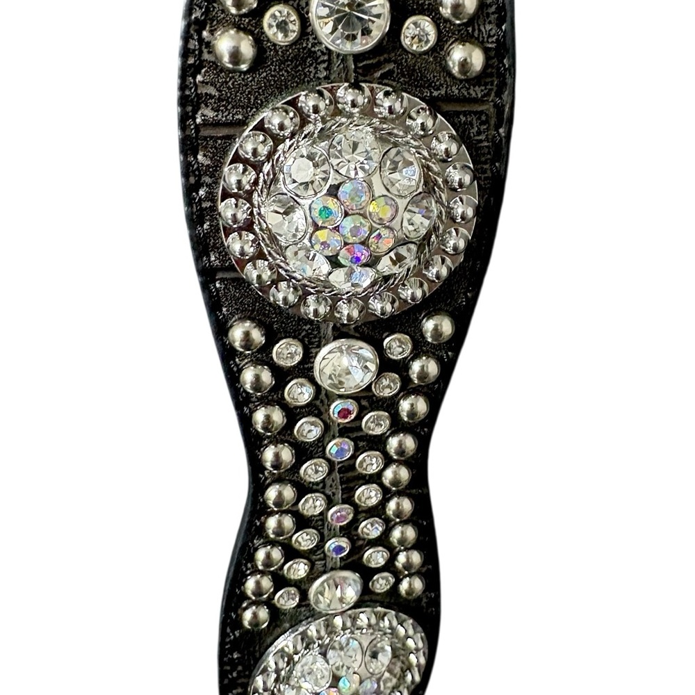 Crystal Studded Black Western Belt